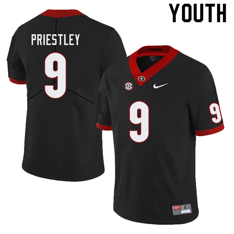 Youth #9 Nathan Priestley Georgia Bulldogs College Football Jerseys Sale-Black - Click Image to Close